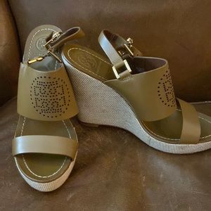 Leather sole Tory Burch platform saddles brown summer size 10M
